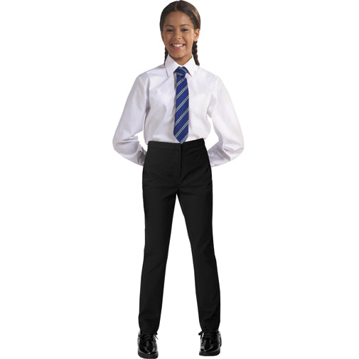 Girls black slim fit trousers supplied by Ourschoolwear of Wrexham
