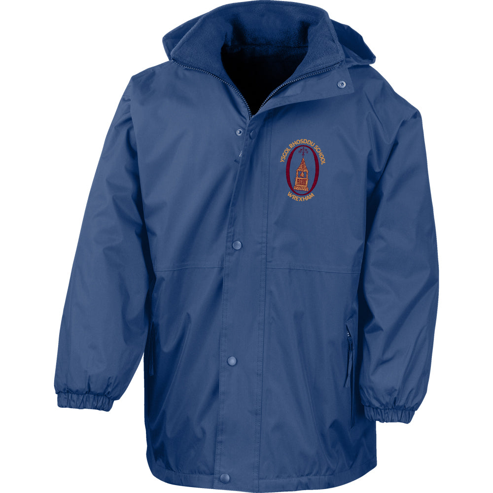 
                  
                    rhosddu royal blue  jacket with a logo on the left breast
                  
                